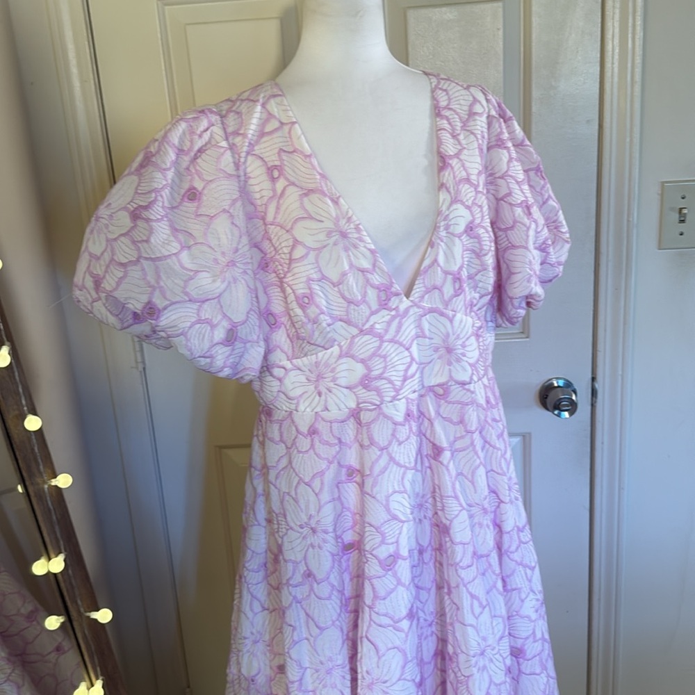MAC DUGGAL
Puff-Sleeve V-Neck A-Line Knee-Length Dress Anthropologie - Picture 9 of 17